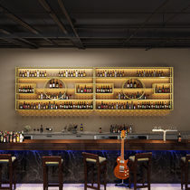 酒吧吧台装饰壁挂式发光酒架餐厅挂墙铁艺葡萄酒柜创意展示架定制
