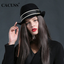 CACUSS新品女帽秋冬韩版百搭羊毛呢帽优雅时尚英伦帽子复古小礼帽