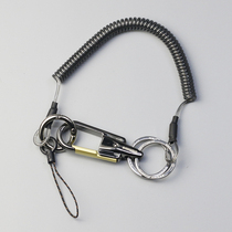 细钢丝弹簧绳腰挂式钥匙扣多功能伸缩挂绳老人防盗链可拆卸手机绳