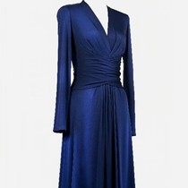 凯喜雅轻奢高端蓝色时尚针织真丝连衣裙修身ZZK1FLJJ120