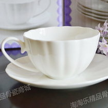麦斯威尔速溶咖啡杯碟 外贸出口骨瓷红茶杯碟 纯白陶瓷浮雕杯碟