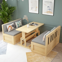 实木沙发床小户型带书桌多功能储物床家用客厅两用可推拉卡座沙发