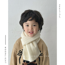 柔软不扎~韩版纯色羊绒儿童围巾针织秋冬季保暖男女宝宝婴儿围脖