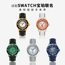 适配swatch斯沃琪X宝珀联名款五大洋手表表带橡胶硅胶22mm北冰洋