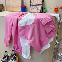 伶俐家女童网红运动套装初春时尚儿童假两件卫衣宝宝长裤两件套