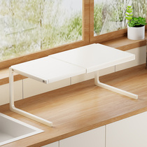 厨房台面可伸缩置物架桌面桌上隔板柜子分层架双层隔断放锅架收纳