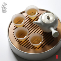 九土日式茶盘陶瓷干泡新中式迷你竹制茶盘储水式简约禅意家用茶具