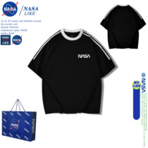 NASA美式纯棉情侣短袖t恤潮牌ins休闲宽松2024新款春夏季半袖上衣