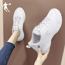 乔丹女鞋运动鞋女2023春季新款官方旗舰白色皮面学生女款跑步鞋子