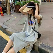 2024新款韩版女装背心T恤长裙女原宿风学生上衣女夏季背心连衣裙