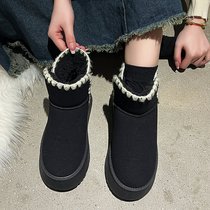 2023冬季新款韩版百搭时尚短筒雪地靴女防滑软底加绒加厚保暖棉鞋