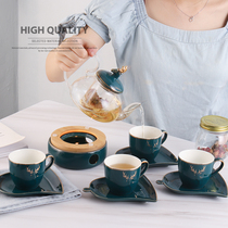 英式下午茶花茶杯套装可加热家用北欧日式陶瓷玻璃花草水果茶壶