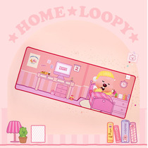 韩国正版Zanmang Loopy露比粉色海狸周边桌面大号电脑鼠标垫女生