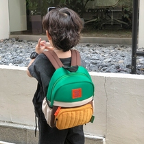 日系幼儿园儿童书包男童小学生大容量拼色双肩包宝宝外出女孩背包