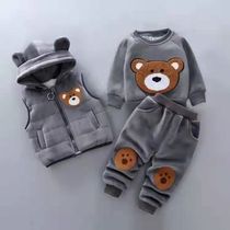 男宝宝洋气男童加绒套装冬天婴儿童装0到3两2一1岁半男孩冬季衣服
