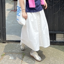 四元SIYUAN·两穿夏季清爽的白色半身裙 松紧腰显瘦A字裙 有内衬