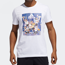 Adidas阿迪达斯运动短袖男子哈登印花logo夏秋款休闲透气篮球T恤