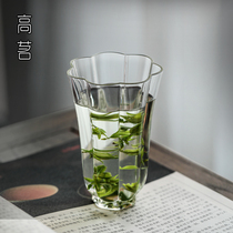 绿茶专用玻璃杯2024新款水杯女高颜值花瓣杯子喝水家用泡茶杯耐热