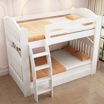 全实木高低床双层床子母床成人上下铺床多功能加粗定制两层儿童床