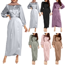 2021新款阿拉伯连衣裙超仙甜美气质仙女裙夏垂感清新甜美缎面长裙