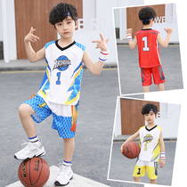 儿童夏季新款运动套装男童夏装篮球服女童速干网眼透气1号篮球衣