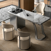 意式岩板茶桌家用小茶台不锈钢轻奢现代简约泡茶桌阳台茶桌椅组合