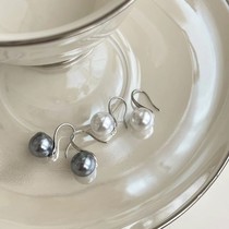 s925纯银贝珠耳环2022年新款潮复古气质小众设计感高级足银耳饰女