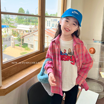 蓝小爸女童格子衬衫2022秋装新款儿童韩版洋气宝宝炸街上衣外套