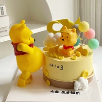 大肚子维尼熊孕妇生日蛋糕装饰玩具摆件配件儿童烘焙道具