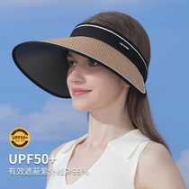 VEC 可折叠空顶防晒帽子运动户外女生24夏季防紫外线大帽檐遮阳帽