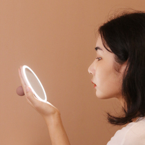 MUID手持化妆镜便携式充电随身led补光镜带灯补妆镜子女小号折叠
