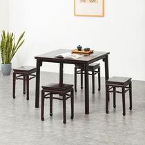 赞比亚血檀饭桌新中式餐台家用书桌茶桌椅组合红木小户型阳台餐桌