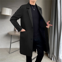 中长款男士风衣春秋季2024新款男装潮流韩版修身黑色百搭薄款外套
