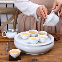 陶瓷潮州喝茶盖碗茶具组合套装白瓷家用潮汕功夫茶具茶盘整套送礼