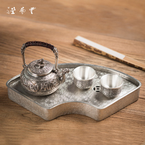 锡壶承干泡台家用茶道茶具配件烧水壶银壶煮茶壶中式复古纯锡茶承