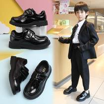 男童皮鞋2023年春秋季新款儿童演出小黑鞋亮皮圆头防滑软底中大童