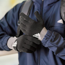 阿迪达斯男款女款运动手套秋冬保暖户外骑行足球训练针织防滑手套