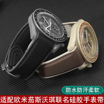 适配欧米茄斯沃琪联名行星球系列omega swatch弧口撞色硅胶手表带