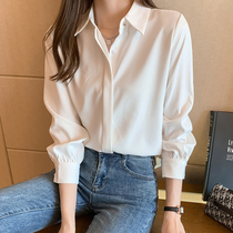 职业白色衬衫女士春秋季新款高级感气质面试正装衬衣宽松长袖上衣