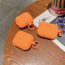 简约橙色AirPods3保护壳二代pro2苹果蓝牙耳机套airpodspro硅胶套一体式airpods2软壳个性三代五代防摔保护套