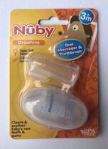 清仓 美国努比nuby婴儿宝宝指套牙刷0-1岁硅胶乳牙清洁带收纳盒
