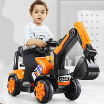 大号挖掘机可坐可骑电动扭扭车儿童玩具车音乐仿真操纵挖臂工程车