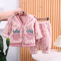 女宝宝冬装1岁半9一6六8十5八10七7个月冬季婴儿衣服分体女孩套装