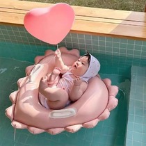 韩版宝宝游泳圈卡通爱心儿童坐圈防侧翻婴儿充气加厚腋下圈1-7岁