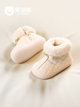 加绒冬季女宝宝学步鞋婴儿2024加厚一小童3岁雪地靴保暖1棉鞋软底