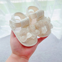 婴儿鞋0-1岁夏季女宝宝公主鞋防滑软底蝴蝶结3布凉鞋不掉学步鞋子