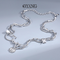 [520礼物送女友]OYANG星光项链巴洛克珍珠双层水晶锁骨链轻奢项坠