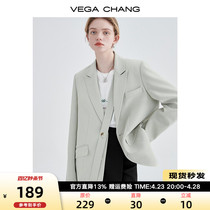 VEGA CHANG抹茶绿小西装女2024新款韩版设计感小众女士西装外套