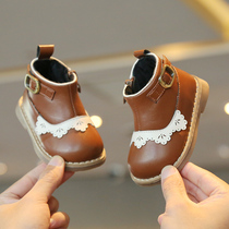 冬季小童复古马丁靴婴儿童一岁宝宝软底学步鞋子女童棉鞋加绒短靴
