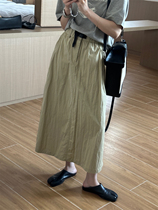 SHINE 夏日新品 含腰带 遮胯显瘦 纯色百搭 A字两色半身裙伞裙